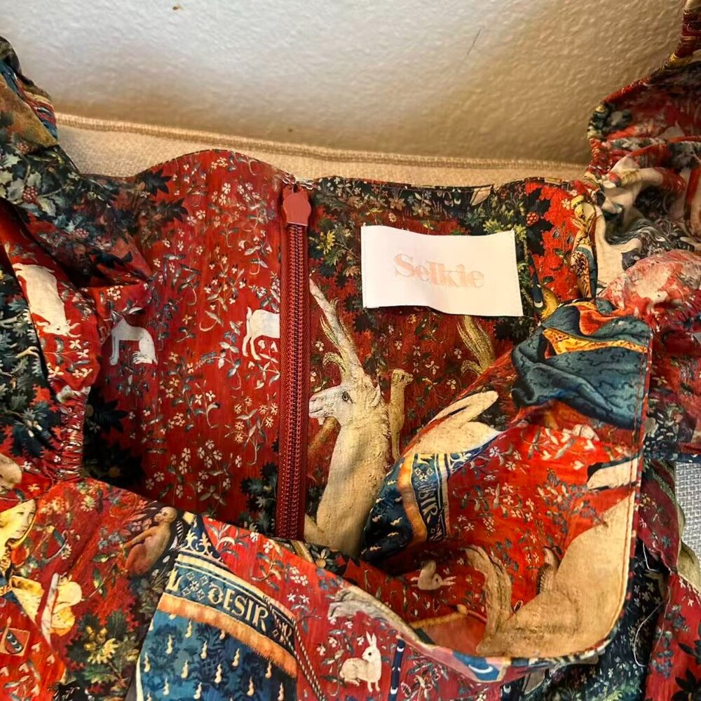 Selkie The Lady and the Unicorn Market Midi Dress Small - Picture 5 of 8